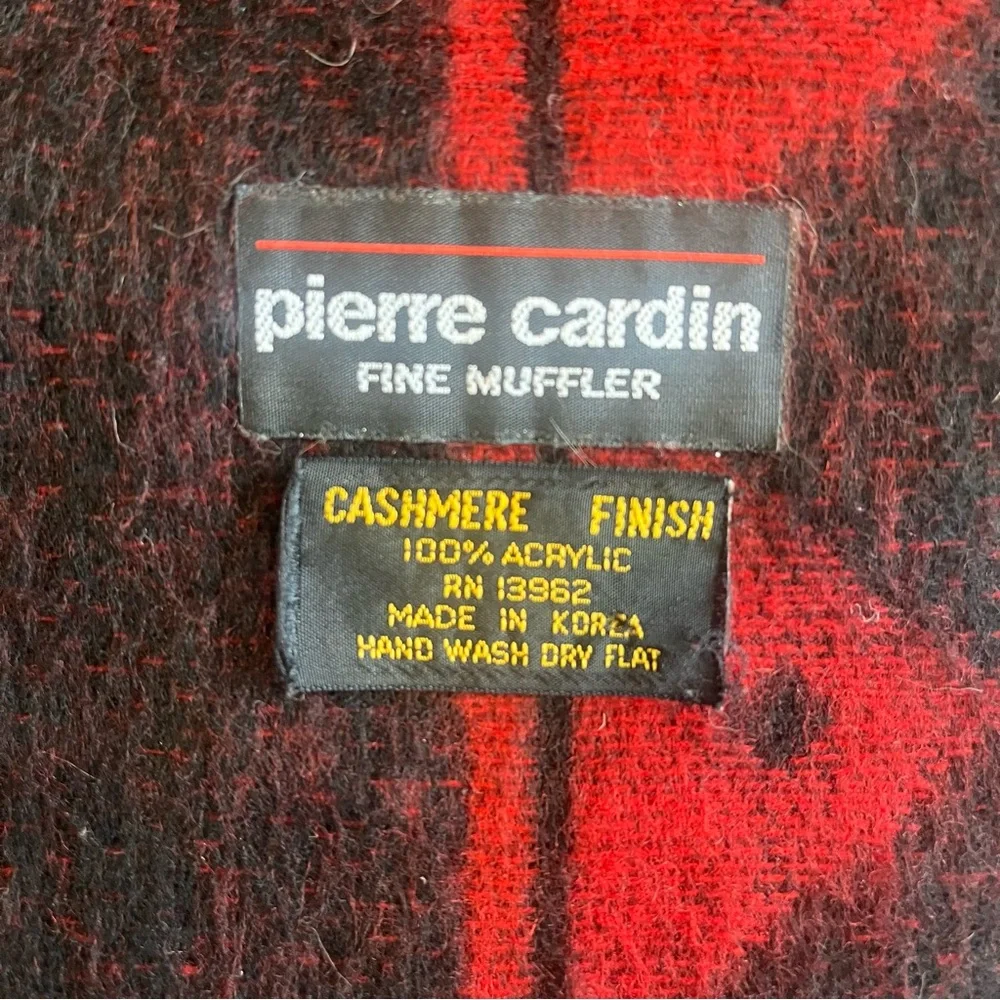 Pierre Cardin Fine Muffler Scarf – Red & Black –‎ Cashmere Finish